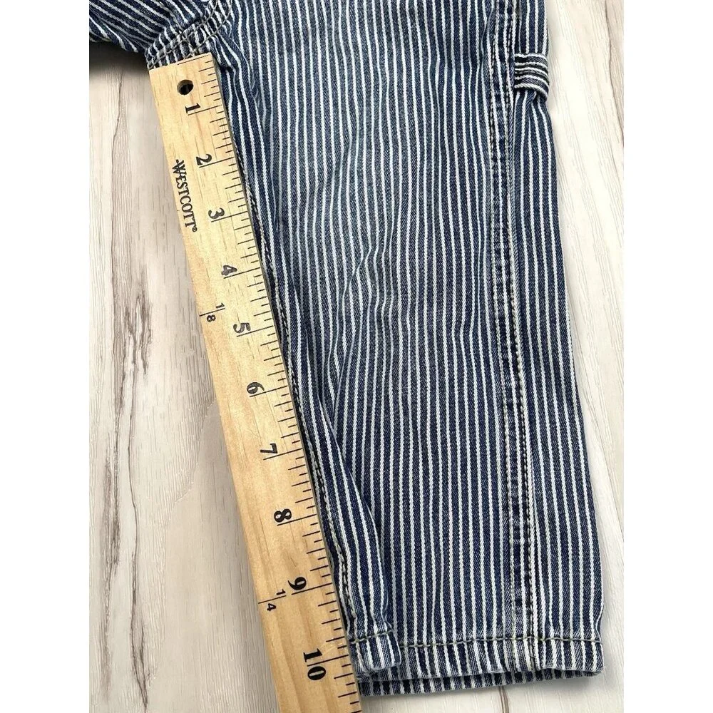 VTG OSHKOSH B'GOSH Kids 18M Denim Stripe OVERALLS Ht 30.5-32.5